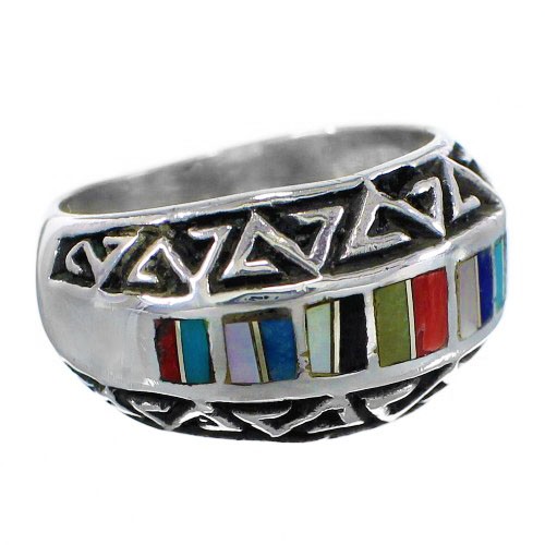 Water Wave Sterling Silver Multicolor Southwest Ring Size 5-1/2 YX75516