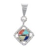 Multicolor Inlay Authentic Sterling Silver Southwest Pendant RX70764