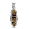 Genuine Sterling Silver Multicolor Inlay Southwest Slide Pendant YX67937