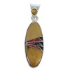 Genuine Sterling Silver Multicolor Inlay Southwestern Slide Pendant YX67940