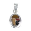 Authentic Sterling Silver Multicolor Inlay Southwestern Slide Pendant YX67950