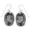 Sterling Silver Turquoise And Coral Southwestern Eagle Hook Dangle Earrings YX68061