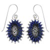 Southwest Lapis And Sterling Silver Needlepoint Water Wave Hook Dangle Earrings YX68501