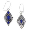 Southwestern Lapis And Sterling Silver Reversible Hook Dangle Earrings YX68505