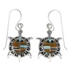 Southwestern Multicolor Silver Turtle Hook Dangle Earrings YX70912