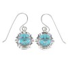 Southwest Sterling Silver And Turquoise Inlay Hook Dangle Earrings YX69788