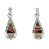 Southwest Sterling Silver Multicolor Tear Drop Post Dangle Earrings WX71642