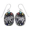 Silver Multicolor Southwest Bear Hook Dangle Earrings YX71078