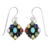 Silver Multicolor Southwestern Hook Dangle Earrings YX71087