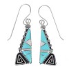 Southwestern Water Wave Sterling Silver Turquoise Opal Hook Dangle Earrings QX72212