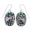 Turquoise Authentic Sterling Silver Horse Southwest Hook Dangle Earrings QX69235