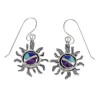 Multicolor Inlay Sun Genuine Sterling Silver Hook Dangle Earrings RX70414