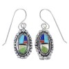 Southwestern Multicolor Sterling Silver Hook Dangle Earrings RX70534