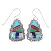 Southwest Multicolor Genuine Sterling Silver Hook Dangle Earrings RX70582