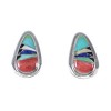 Sterling Silver Southwest Multicolor Inlay Post Earrings QX71851