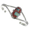 Multicolor Inlay And Sterling Silver Southwestern Cuff Bracelet WX75403