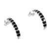 Southwest Silver Jet Inlay Post Hoop Earrings QX75440