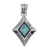 Turquoise Inlay Genuine Sterling Silver Southwest Pendant QX77439