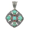 Coral Turquoise And Silver Pendant YX75570
