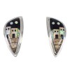 Native American Pueblo Design Multicolor Inlay Sterling Silver Post Earrings QX76794