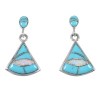 Turquoise Opal Inlay Southwest Genuine Sterling Silver Post Dangle Earrings QX76324