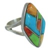 Multicolor And Genuine Sterling Silver Whiterock Ring Size 6-3/4 YX84136