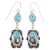 Multicolor Silver Native American Village Design Earrings YS67111