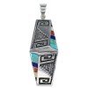 Multicolor Inlay Water Wave Southwest Sterling Silver Pendant HX27398