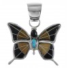 Multicolor Inlay Sterling Silver Butterfly Pendant MX21884