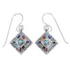 Multicolor Inlay Silver Hook Dangle Earrings FX31376