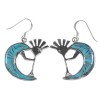 Turquoise Southwestern Kokopelli Silver Hook Dangle Earrings PX32348