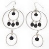 Jet And Sterling Silver Hook Dangle Southwest Earrings IS59707