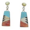 Southwest Silver Multicolor Inlay Post Dangle Earrings FS62352