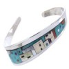 Silver Multicolor Native American Village Design Cuff Bracelet YS67344