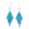 Silver Turquoise Hook Earrings Jewelry JW66478