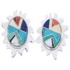 Southwest Silver Multicolor Turquoise Sun Jewelry Earrings AW68199 