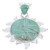 Turquoise Southwestern Sterling Silver Inlay Sun Pendant AW68177
