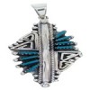 Southwest Silver Overlay Turquoise Jewelry Needlepoint Pendant BW69947