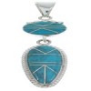 Turquoise Inlay Genuine Sterling Silver Southwestern Pendant AW70419