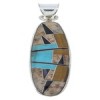 Southwest Multicolor Picture Rock Turquoise Silver Pendant AW70112 