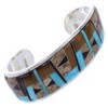 Multicolor Inlay Genuine Sterling Silver Cuff Bracelet Jewelry BW70407