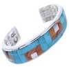 Sterling Silver Jewelry Multicolor Inlay Cuff Bracelet BW70430