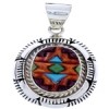 Southwest Sterling Silver Multicolor Inlay Jewelry Pendant AW70680