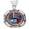 Genuine Silver Southwest Multicolor Inlay Pendant Jewelry AW70701