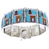 Turquoise Multicolor Inlay Sterling Silver Link Bracelet BW71194