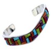 Sterling Silver Southwest Multicolor Inlay Cuff Bracelet PS71193