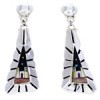 Multicolor Silver Native American Village Design Earrings YS71386