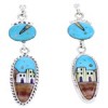Multicolor Silver Native American Village Design Earrings YS71391