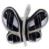 Black Jade Mother of Pearl Silver Butterfly Ring Size 7-1/2 AS42888