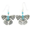 Southwest Turquoise Sterling Silver Butterfly Hook Earrings DW73011